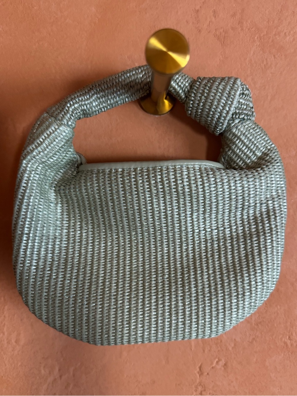 Melie Bianco Woven Knot Handle Cool Color Mini Handbag